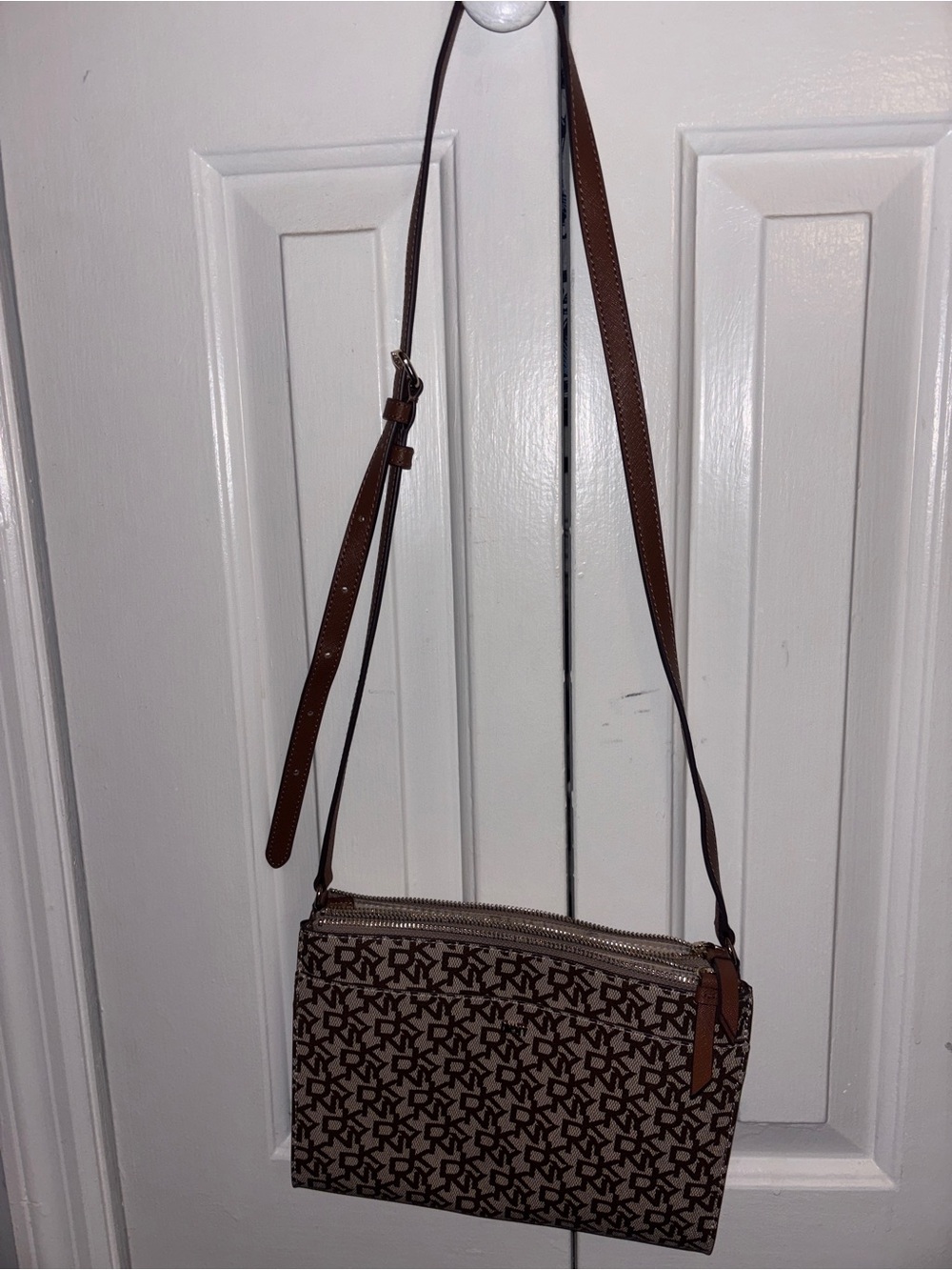 Monogram Crossbody Bag in Brown - Designer Style Shoulder Bag